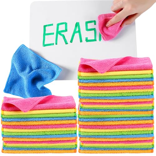 Tanlade Cleaning Cloth Dry Erase Cloth Cleaning Rags Reasonable Kitchen Towels Microfiber Towels Cars Wash(6 x 6 Inch,Green/Blue/Yellow/Pink/Orange,50 Pcs) - color: Green/Blue/Yellow/Pink/Orange, size: 6 x 6 Inch