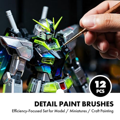 Artify Miniature Paint Brushes Set, 12pcs Fine Detail Brushes with Repeated Sizes, Precision Brushes for Miniature Painting, Models, Figurines & Crafts - style: 12Pcs
