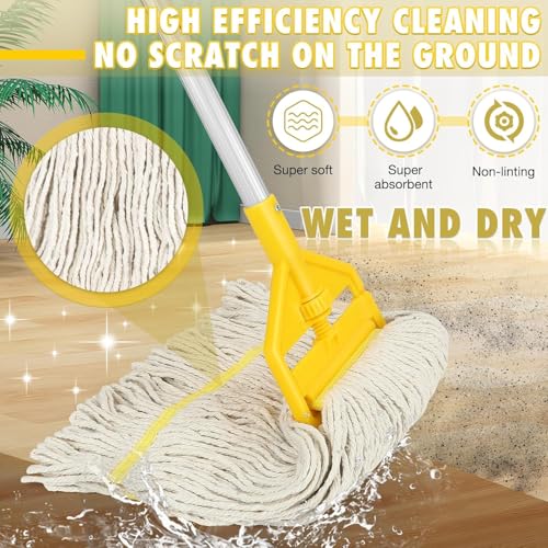 Looped End Commercial Industrial Mop Replacement Head, Heavy Duty String Wet Refill Mop Head for Commercial Industrial Grade Floor Cleaning,2 Pack,Yellow - size: 2 Pack mop head