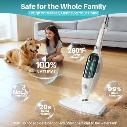 JOYMOOP Steam Mop & Handheld Steam Cleaner, 1100W Electric Steam Cleaner for Home, Fast Heat 20s, Adjustable Steam, Detachable Water Tank, 11 Accessories for Floors, Windows, Clothes - size: 5 Microfiber pads