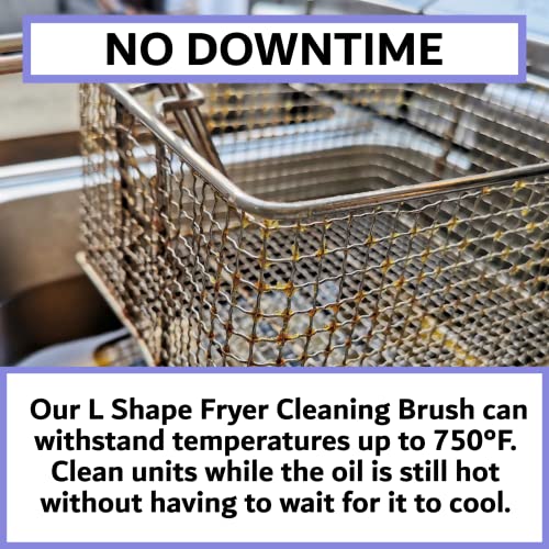 Deep Fryer Cleaning Brush – L-Shaped High-Temp Commercial Kitchen Tool - Heavy Duty Brass Bristles - Heat Resistant to 750F for Food Debris - Deep Fryer Cleaner - Made in USA by FryOilSaver Co. B53C - style: L Shaped Fryer Brush