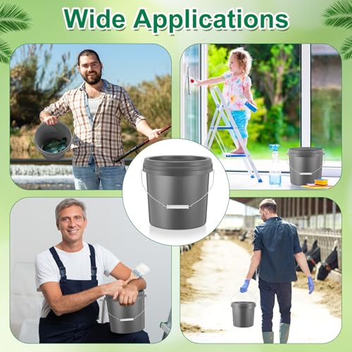Tioncy 10 Pcs 2 Gallon Plastic Bucket with Lid Heavy Duty 2 Gallon Bucket Pail with Lid Handle for Storage Container Home Household Cleaning (Grey) - color: Gray