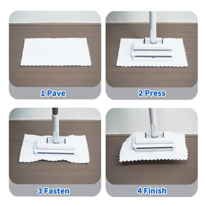 Disposable Mop, Hands-Free Floor Mop with Clamp, Dry Wet Use Dust Mop for Hardwood & Tile