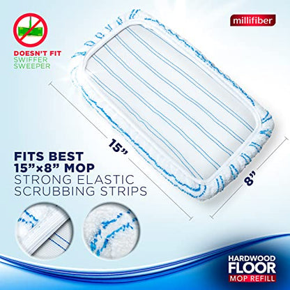 Millifiber Microfiber Mop Refills 15x8 Inches, 6-Pack (Mop is Not Included) - color: White-grey, size: 6 Count (Pack of 1)