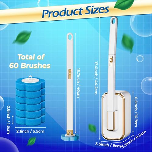Disposable Toilet Cleaning Brush - Toilet Bowl Cleaner Wand and Holder Set with 2 Holders and 60 Refills, Wall Mounted Clean Stick Brush Heads Kit for Bathroom Bathtub Cleaning System - style: 2 Cleaner Wands and 2 Holders with 60 Refills