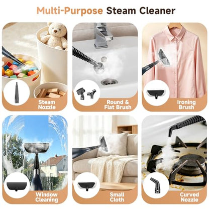 DEVOAC VM6 Scrubbing Steam Mop with Rotating Mop Pads, 10 in 1 Steam Mop, Lightweight Spin Mop & 3 Steam Modes for Hard Floor Laminate Marble Floors (Dark) - color: Dark