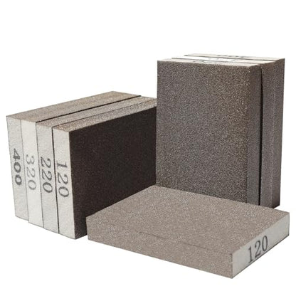 8 Pack Hand Sanding Sponge Set -120 220 320 400 Grit- Coarse Medium Fine Grit Sanding Block, Sander Sponges for Wood-Working Drywall Metal, Washable and Reusable Sponge for Rust Removal Polishing - size: 8 Pack