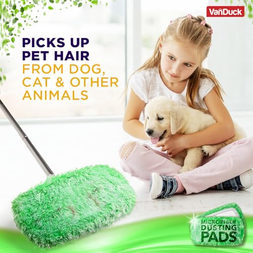VanDuck Floor Duster Refill Compatible with Swiffer Sweeper (2 Pack) - Microfiber Pet Heavy Duty Dry Cloth Refills - Reusable Mop Pad - color: Dry Duster, size: 2 Count (Pack of 1)