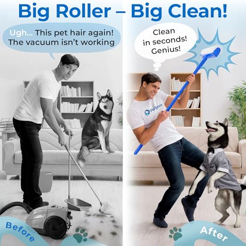 PetLovers Large Lint Roller with 3 Refills – 360 Total Sheets for Tackling Pet Hair, Extra Large Floor and Carpet Roller for Homes with Pets, Perfect for Floors, Furniture, and Loving Pet Owners - size: 4 Pack Floor Roller