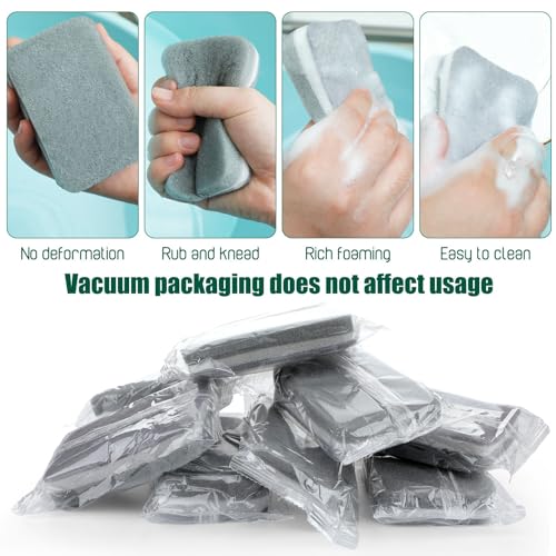Tanlade 240 Pcs Individually Wrapped Sponge Dishwashing Sponge Bulk Non Scratch Scrub Sponges Kitchen Scouring Pad for Household Cleaning Rental Dishes Hotel Apartment Car (Gray,White) - color: Gray, White