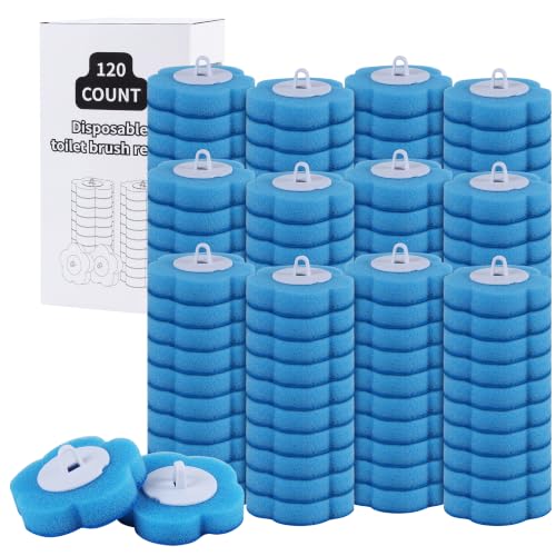 120 Count Disposable Toilet Brush Refills,Toilet Cleaner Refill Pads Disposable Toilet Cleaning System Prefilled Cleaning Fluid Sponge Heads for Toilet Bowl, Sink & Bathtub Cleaning - size: 120 refills