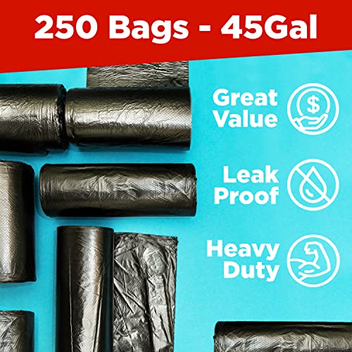 Toughbag 40-45 Gallon Trash Bags Heavy Duty (100 Count) - 39, 40, 42, 44 Gallon Trash Bags for Contractors, Commercial, Home, Kitchen - Made in USA - size: 250 Count (Pack of 1)