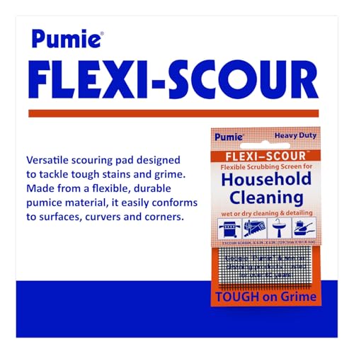 PUMIE Flexi-Scour (1 Pack) - Flexible Scrubbing Screen - Heavy Duty Scouring Pad - Abrasive Grit Cleaning Screen for Toilet Bowls, Grills, Removes Carbon, Rust, Scale, Grime - 5.5x4 in, Flex-1 C - size: 1 Pack