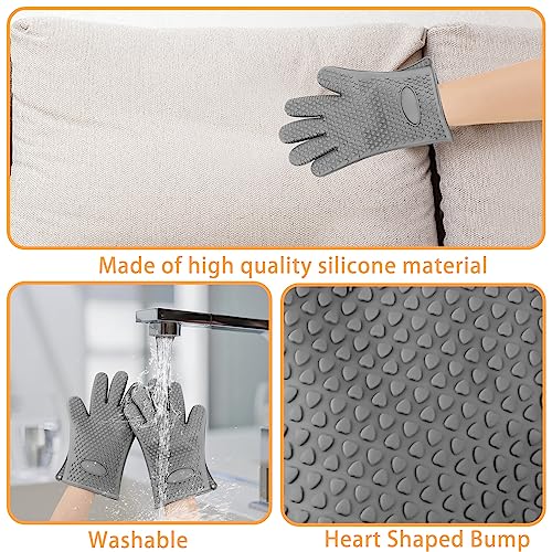 Pet Hair Remover Gloves - Sticker Gloves Clean Pet Hair on Furniture with Ease, Suitable for Soft and Irregular Surfaces. Such as Sofas, Pillows, Mattresses, Cat Trees. (Silicone, Grey(2 PCS)