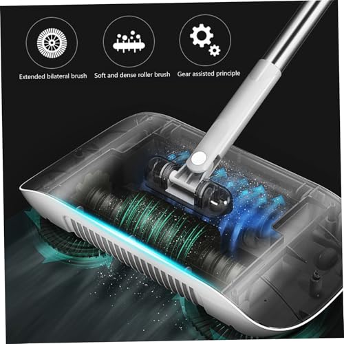 Hand Push Sweeper Manual Vacuum Sweeper 2 in 1 Hand Push 180 Degree Rotating Sweeping Mop Crumb Vacuum Cleaner Home Cleaning Tool for Sweeping Blue - color: Blue