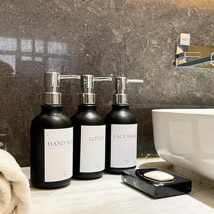 Shampoo Dispenser for Shower Wall, Shampoo and Conditioner Dispenser with 16 Waterproof Labels, No Drill Shower Soap Dispenser Bathroom, Shower Soap Dispenser Wall Mounted,17oz, 3 Pack, Silver Black - color: 1-black Bottle + Silver Pump