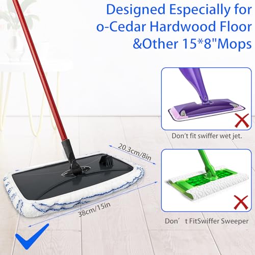 8 Pack Mop Heads Replacements Compatible with Cedar Hard Wood Flooring 'N More Ultra-fine Fiber mop - Microfiber Mop Refills for Cedar Mop Wet and Dry Use 15x8 Inch Pads - color: Blue & White 8 Pack