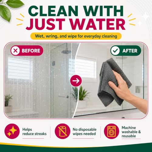 6PACK GenieCloth Magic Cloth 6-Pack XXL Microfiber Cleaning Cloths | 16x12 Inch Size, Streak & Lint-Free, Cleans with Water Only, Machine Washable, Glass, Steel & More