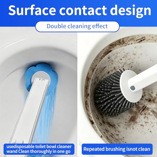 48 PCS Disposable Toilet Bowl Brush Refills, Disposable Toilet Brush Heads, Toilet Wand Disposable Refill Heads, Disposable Replacement Head - color: 48pcs Replacement Heads