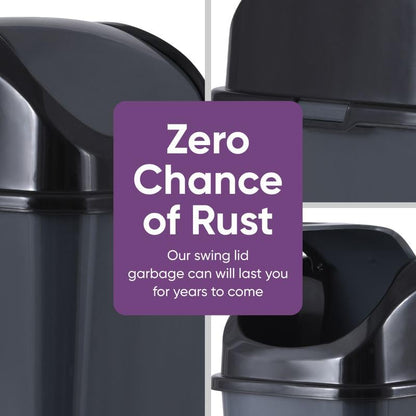 Superio Kitchen Trash Can with Swing Top Lid 9 Gallon Slim Waste Bin 37 Qt Sturdy Plastic Garbage Can Medium Recycling Bin for Office, Bathroom, Under Counter, Dorm, Bedroom (Dark Grey) - size: 9 Gallon, style: 1 Pack