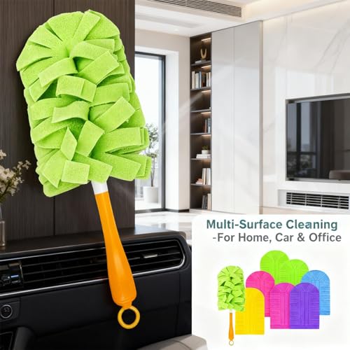 Reusable Chenille Microfiber Dust Duster, 360° Electrostatic Duster Refills — the Sustainable Choice for a Dust-Free Home, Microfiber Dusters Refills, with Dusters Handles - color: White