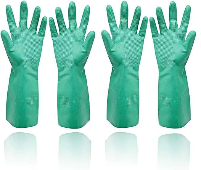 GAYISIC Reusable Kitchen Cleaning Gloves With Latex Free, Non-Slip Design Heavy Duty Gloves for Dishwashing 2 Pairs - size: Small (Pack of 2)