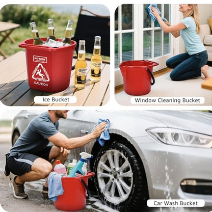 Matthew Cleaning 4.2 Gallon Mop Bucket, Heavy Duty Plastic Cleaning Bucket with Built-in Pour Spout, Mop Holder and Comfort Grip Handle, House and Commercial Cleaning Supplies, Case Pack 12 Pcs Red - color: Red, size: Case Pack - 12 Pcs