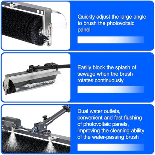 Solar Panel Cleaning Brush and Pole, Electric Water Fed Pole Kit, 60cm Roller Brush, Adjustable Telescopic Pole, Window Washing Cleaning Kit (5.5m)