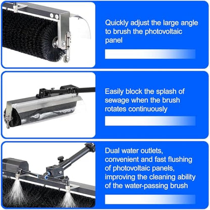 Solar Panel Cleaning Brush and Pole, Electric Water Fed Pole Kit, 60cm Roller Brush, Adjustable Telescopic Pole, Window Washing Cleaning Kit (5.5m)