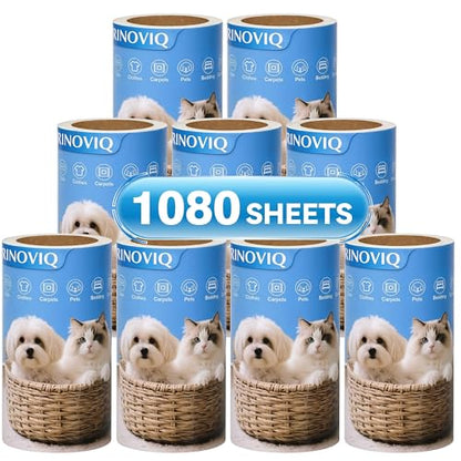 Lint Roller Refills - 1080 Sheets Total, Extra Sticky Adhesive Replacement Rolls for Pet Hair Removal on Clothes, Couch, Furniture & Carpet, 3.9-inch Rolls with 120 Sheets Each, (No Handle Included) - size: 9 Refills + 1080 Sheets