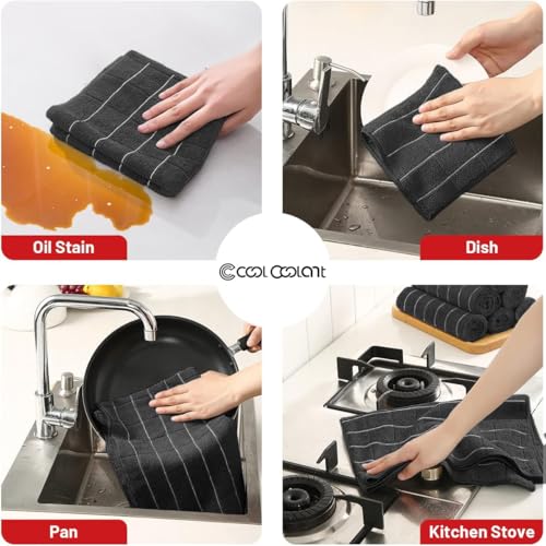 Microfiber Kitchen Towels and Cleaning Cloths, 4 Pack - Ultra Soft, Super Absorbent, Lint-Free - Lattice Pattern Dish Towels, 12x12 Inches（Grey） - color: Grey