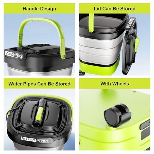 Portable Max 72 PSI Hand Sprayer, Cordless Garden Sprayer with 2000mAh Battery, 4-in-1 Nozzle, 12L Collapsible Bucket, Low Pressure Cleaner for Outdoor Cleaning, Camping, Gardening - style: Foldable Hand Sprayer