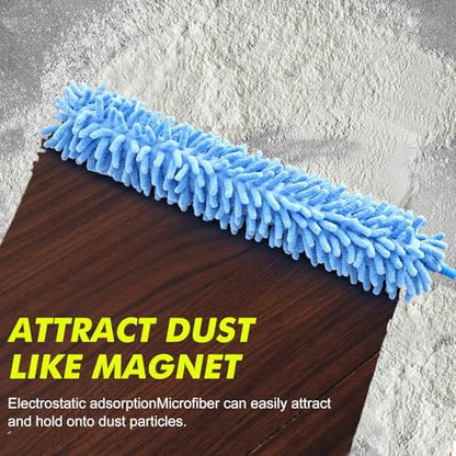 4PCS Microfiber Duster Kit, 3 in 1 Microfiber Dusters Retractable Gap Dust Cleaner and Chenille Duster with 83 inches Extra Long Extension Pole for Cleaning Ceiling Fan, High Ceiling - size: 30-98inch-4pcs