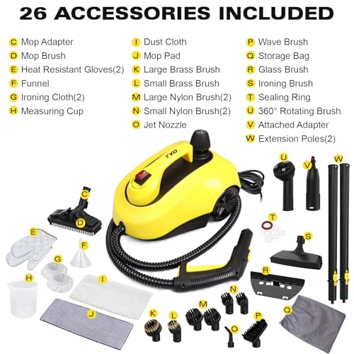 TVD Steam Cleaner, Steamer for Cleaning with 26 Accessories, Steam Cleaner for Home with 5M Extra-Long Power Cord for Home Floor Cleaning, Tile Detailing, Grout, Upholstery.