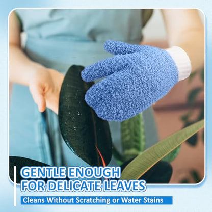 MIG4U Microfiber Dusting Gloves House Cleaning Glove for Blinds, Windows, Shutters, Furniture, and Car, Reusable Lint-Free Blue S/M - color: Blue Mitten 1 Pair, size: Small-Medium