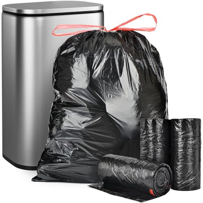 15-18 Gallon Black Trash Bags with Drawstring, 102 Count | Fit 16, 17 Gal High Density Large Garbage Bags, Strong Plastic Trash Can Liners for Kitchen Lawn Commercial - style: 15-18 Gallon (102 Count, Black)