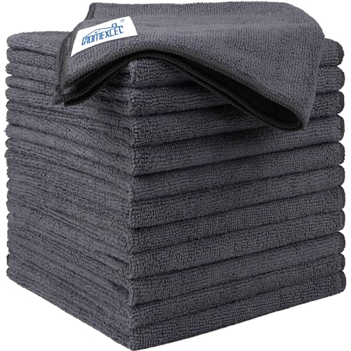 HOMEXCEL Microfiber Cleaning Cloth 12 Pack, 12.5 x 12.5 inch Microfiber Towels for Cars, Ultra Absorbent Washing Cloth, Lint Free Streak Free Cleaning Rags for Car, Kitchen, and Window (Grey) - color: Grey, size: 12.5 x 12.5 Inch