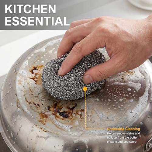 PAMI Heavy Duty Stainless Steel Sponge Scrubber Non-Scratch Metal Sponges Kitchen Metal Scratch Pads for Pots Pans Pack of 4