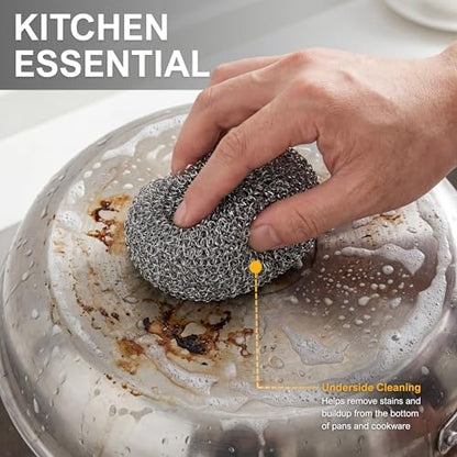PAMI Heavy Duty Stainless Steel Sponge Scrubber Non-Scratch Metal Sponges Kitchen Metal Scratch Pads for Pots Pans Pack of 4