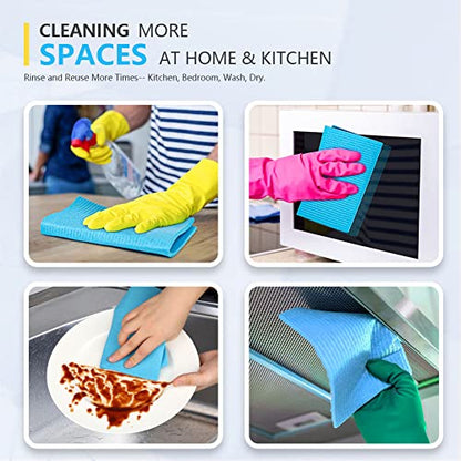 AIDEA Swedish Dish Cloth, 10PK, Swedish Dishcloths for Kitchen, Reusable Paper Towels Washable, Sponge Cloths Kitchen, Absorbent Dish Rags, Dish Towels Cloth, 7"x6" - color: Blue Pink Yellow