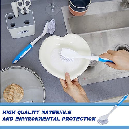Hsei 30 Pcs Blue Kitchen Scrub Dish Brush Bulk with 11 Inch Handle Cleaning Dish Scrubber with Stiff Bristles Washing Scrub Brushes for Housekeeping for Pots and Pans, Kitchen Sink - color: Blue