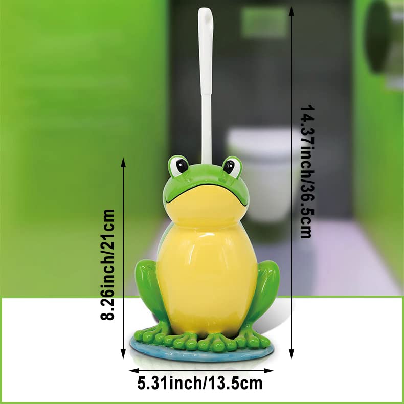 Toilet Brush with Ventilated Drying Holder,Flexible Toilet Bowl Brush Head with Silicone Bristles,Frog Shaped Toilet Brush, Compact Size Toilet Brush with Holder for Storage and Organization