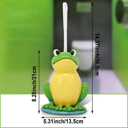 Toilet Brush with Ventilated Drying Holder,Flexible Toilet Bowl Brush Head with Silicone Bristles,Frog Shaped Toilet Brush, Compact Size Toilet Brush with Holder for Storage and Organization