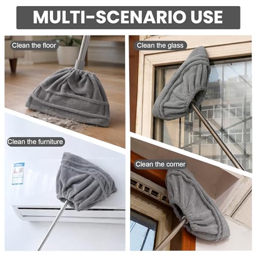 Flat Mop Pads Replacement Washable Floor Cleaning Cover Reusable Mop Head Cloth for Household Use(Grey) - color: Gray