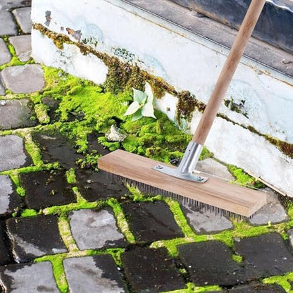 Heavy Duty Wire Broom with Telescopic Handle(63IN), Stiff Metal Brush Deck Scrub Brush Long Handle Tile Deck Cleaning Tool Scrub Brush for Cleaning Moss Grout Garden Garage (with 20CM Broom Head) - size: with 20CM Broom Head