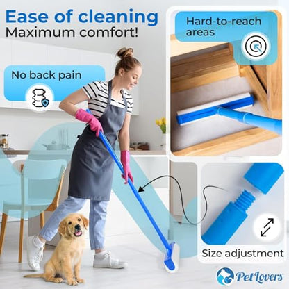 PetLovers Large Lint Roller with 3 Refills – 400 Total Sheets for Tackling Pet Hair, Extra Large Floor and Carpet Roller for Homes with Pets, Perfect for Floors, Furniture, and Loving Pet Owners - size: 4 Pack Floor Lint Roller