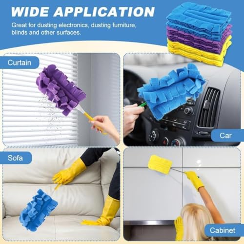 Chenille Duster Replacement Heads, Washable Reusable Chenille Microfiber Dust Duster, 360° Electrostatic Cleaning Pads for Multi-Surface Home, Blinds, Car, Furniture (Standard*2) - color: Standard*2