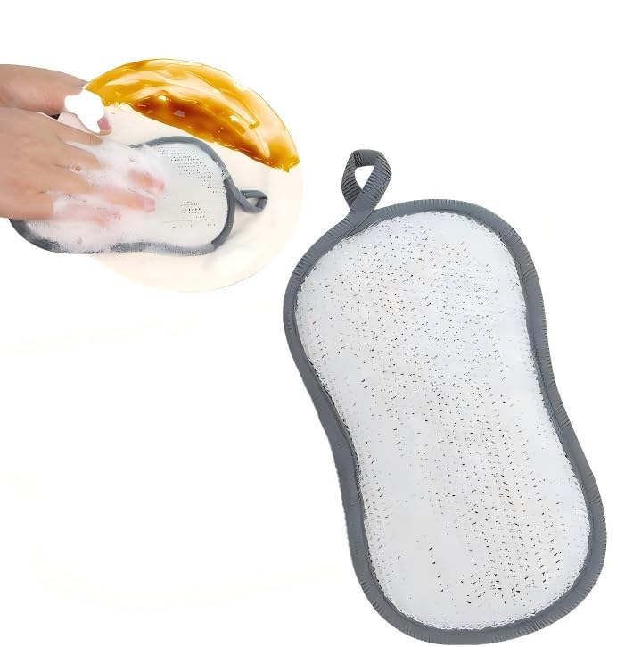 Multi-Purpose Non-Scratch Kitchen Sponge – Dual-Sided Microfiber Dish Sponge with Heavy-Duty Scrubbing Power – Effortlessly Cleans Dishes, Pots, and Pans (1 Pack)