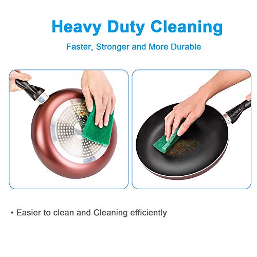 8PCS Scouring Pad - Premium Heavy Duty Scrub Pads, Reusable Household Green Dish Scrubber, Multipurpose Scour pad - for Kitchen Scrubber & Metal Grills, 3.9 x 5.9 x 0.36IN