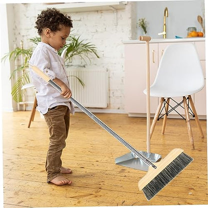 Hemobllo Long Handle Bristle Floor Broom with Wood and Construction Thick Soft Beveled Bristles for Indoor Outdoor Sweeping Easy Dust Collection for Home Kitchen Office Cleaning